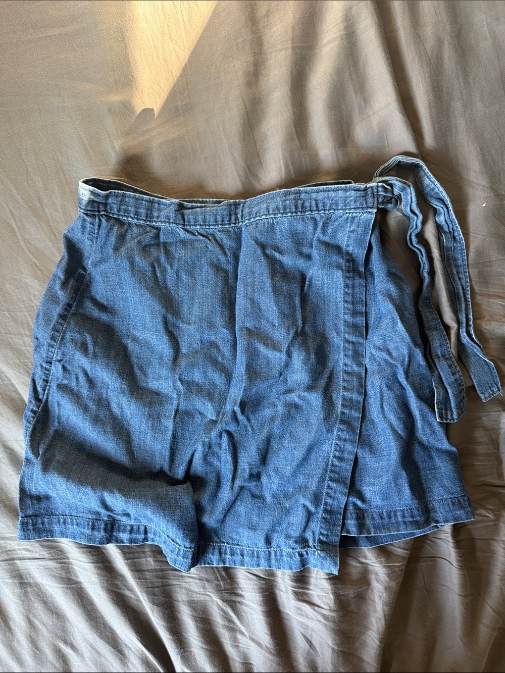 Abercrombie & Fitch Medium Blue Denim like Wrap Skirt with Side Tie